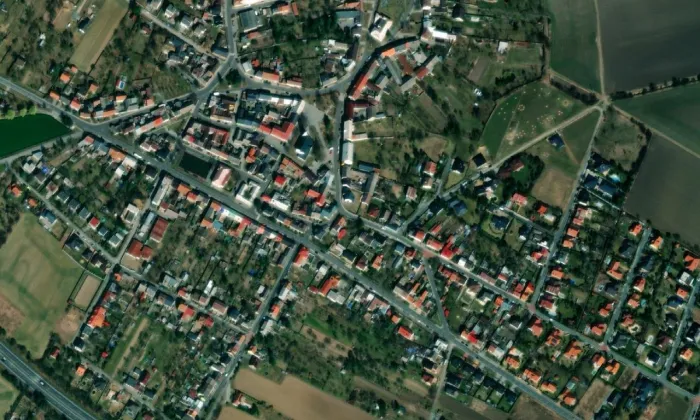kostel svatého Jiljí (Křelov) – letecký pohled