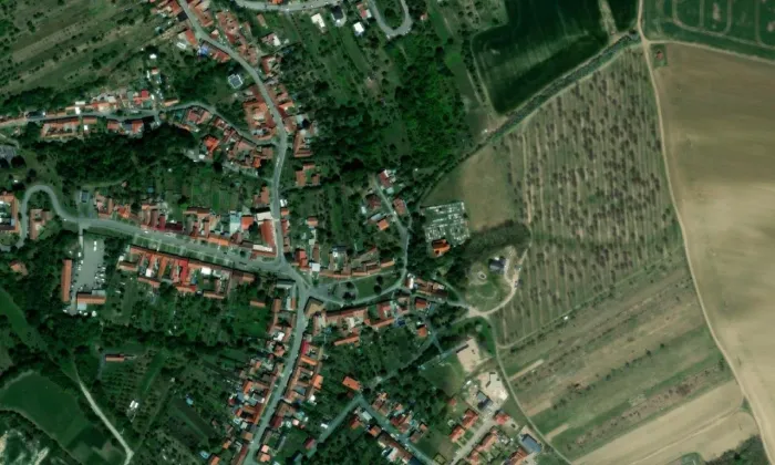 kostel svatého Jiljí (Kobeřice u Brna) – letecký pohled