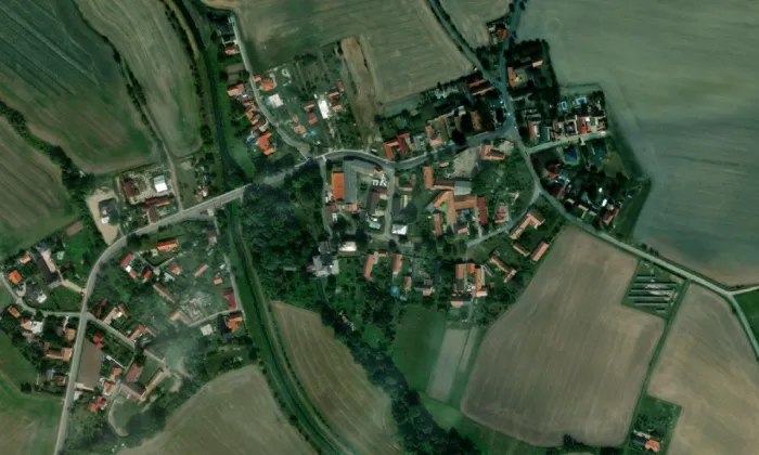 kostel svatého Jiljí (Platěnice) – letecký pohled