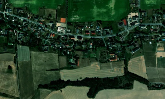 Kostel svatého Josefa (Horní Vlčkovice) – letecký pohled