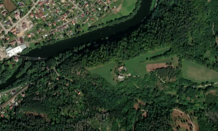 Kostel svatého Klementa (Lštění) – letecký pohled