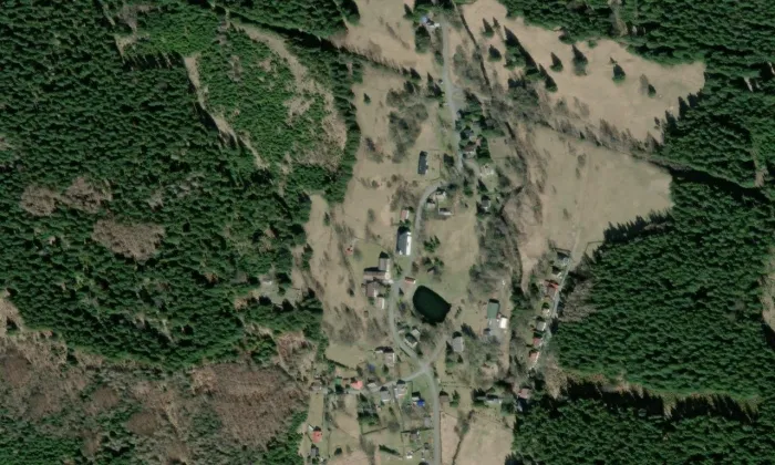 Kostel svatého Kryštofa (Kryštofovy Hamry) – letecký pohled