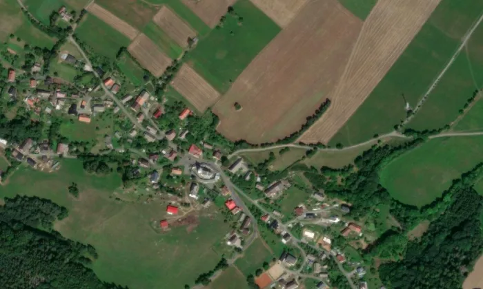 Kostel svatého Linharta (Horní Studénky) – letecký pohled