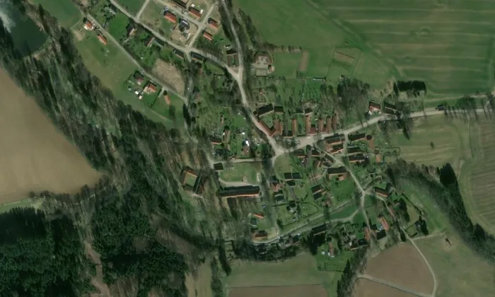 kostel svatého Marka (Těchobuz) – letecký pohled