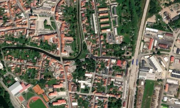 Kostel svatého Marka v Soběslavi – letecký pohled