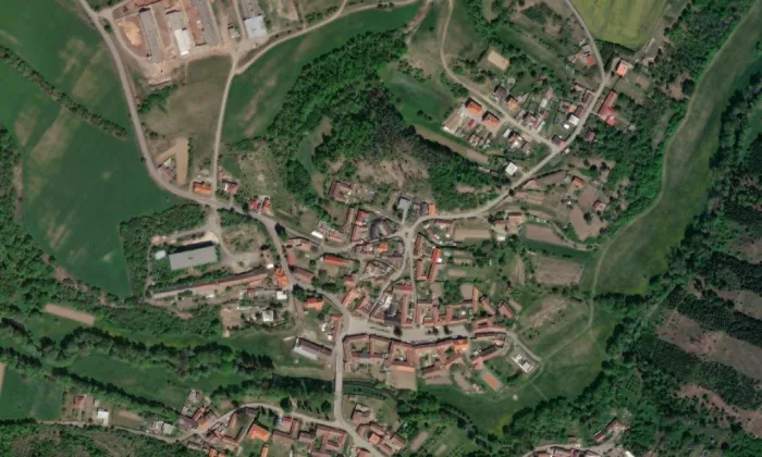 kostel svatého Martina (Biskupice) – letecký pohled