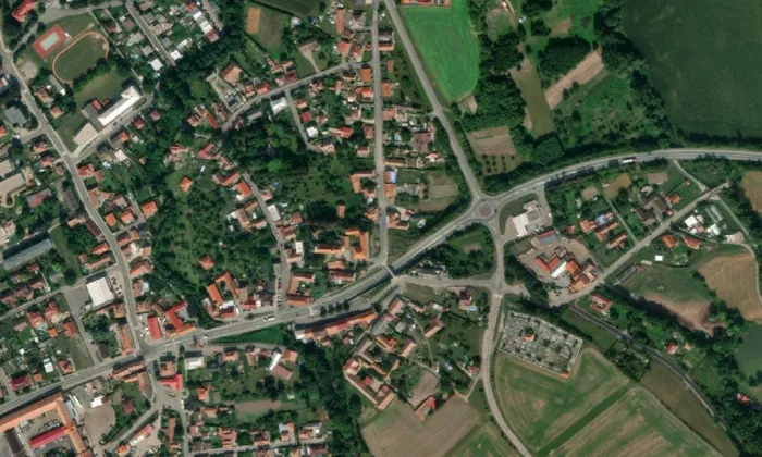 kostel svatého Martina (Hrochův Týnec) – letecký pohled