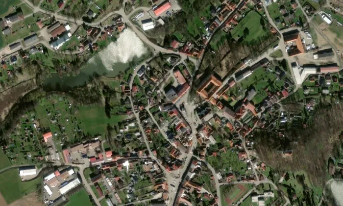 Kostel svatého Martina (Mladá Vožice) – letecký pohled