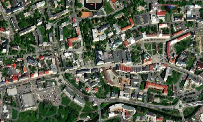 Kostel svatého Martina (Pod Bezručovým vrchem) – letecký pohled