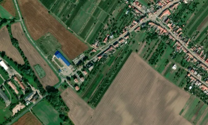 kostel svatého Martina (Starý Poddvorov) – letecký pohled
