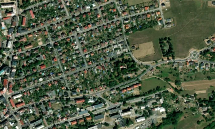 Kostel svatého Matěje – letecký pohled