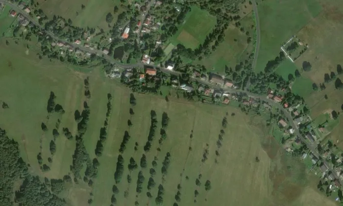 Kostel svatého Michaela archanděla (Nová Ves v Horách) – letecký pohled