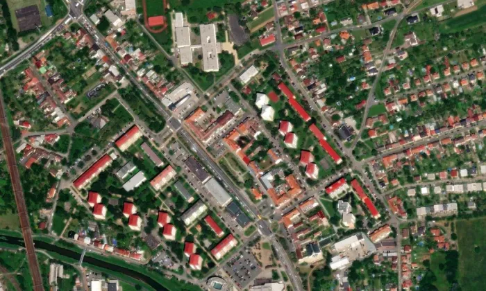 kostel svatého Michaela archanděla (Otrokovice) – letecký pohled