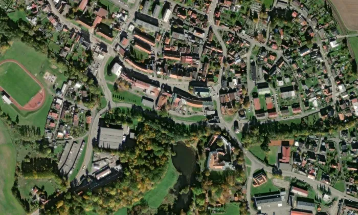 Kostel svatého Mikuláše (Bor) – letecký pohled