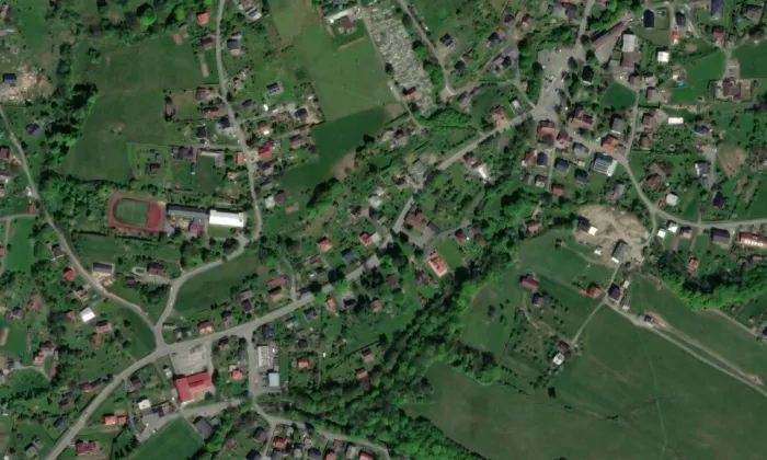 Kostel svatého Mikuláše (Nýdek) – letecký pohled
