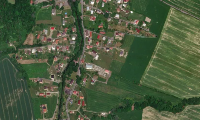 Kostel svatého Mikuláše (Rychaltice) – letecký pohled