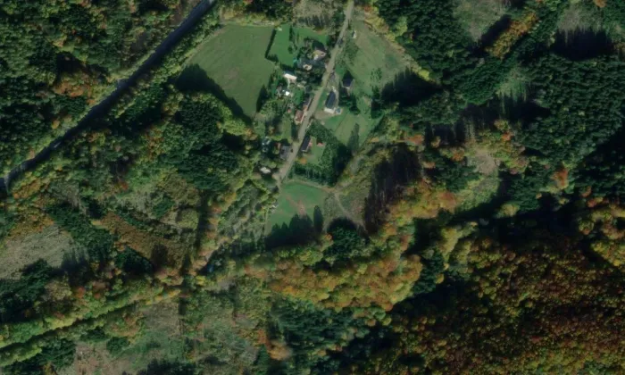 kostel svatého Petra a Pavla (Stav) – letecký pohled