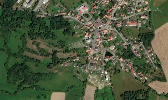 kostel svatého Prokopa (Chyšky) – letecký pohled