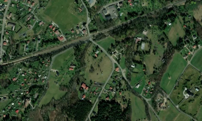Kostel svatého Prokopa a svaté Barbory – letecký pohled