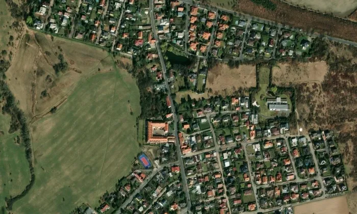Kostel svatého Prokopa v Hrnčířích – letecký pohled