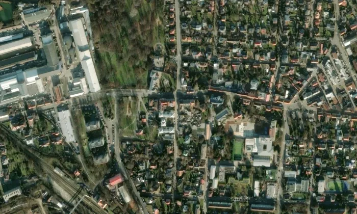 Kostel svatého Remigia – letecký pohled