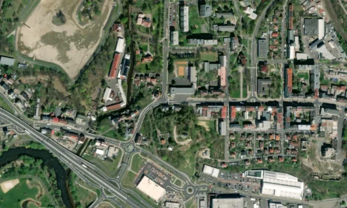 Kostel svatého Urbana (Rybáře) – letecký pohled