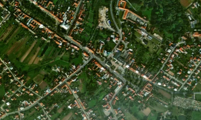 kostel svatého Václava (Křižanov) – letecký pohled