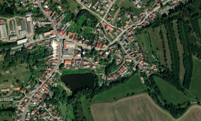 kostel svatého Václava (Stonařov) – letecký pohled