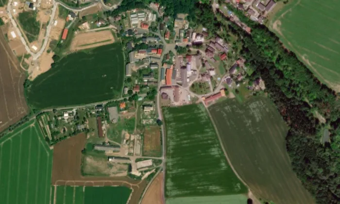 Kostel svatého Vavřince (Čistá) – letecký pohled