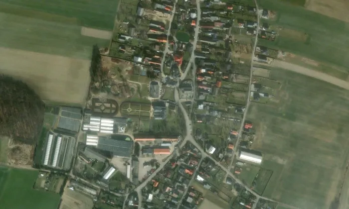 Kostel svatého Vavřince (Štáblovice) – letecký pohled