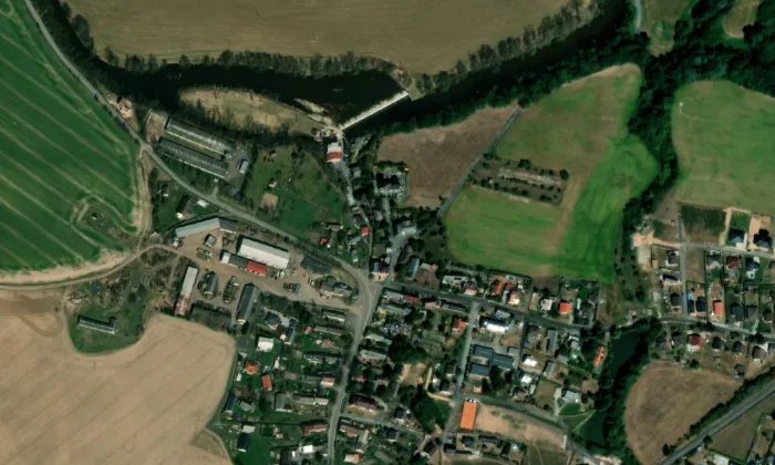 Kostel svatého Vavřince (Březina) – letecký pohled