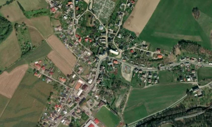 Kostel svatého Vavřince (Ruda nad Moravou) – letecký pohled