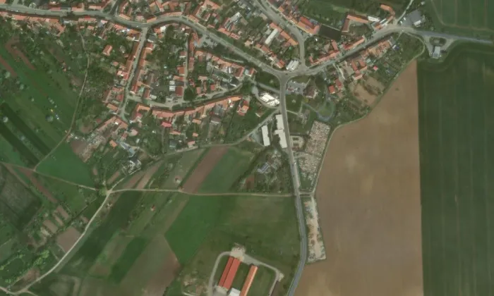 kostel Všech svatých (Ořechov) – letecký pohled