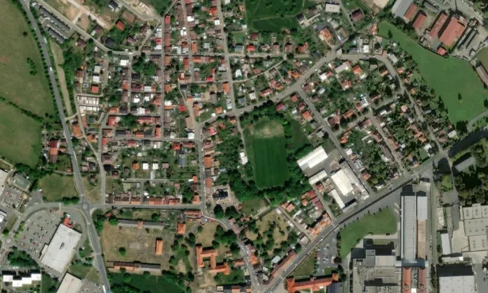 kostel Všech svatých (Sedlec) – letecký pohled
