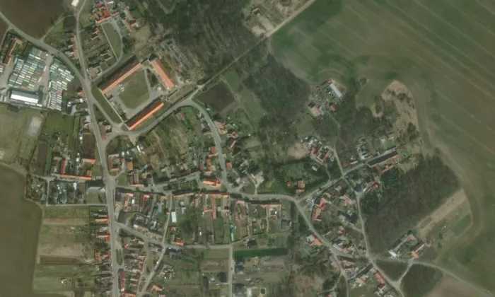 kostel Zasnoubení Panny Marie – letecký pohled