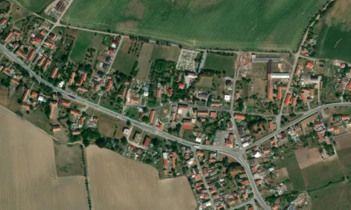 kostel Zvěstování Panny Marie (Ostřetín) – letecký pohled
