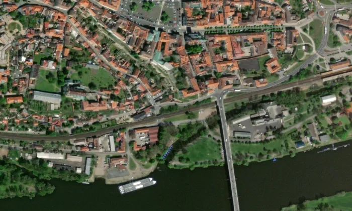 Kostel Zvěstování Panny Marie v Litoměřicích – letecký pohled