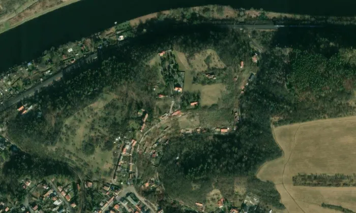 Levý Hradec – letecký pohled