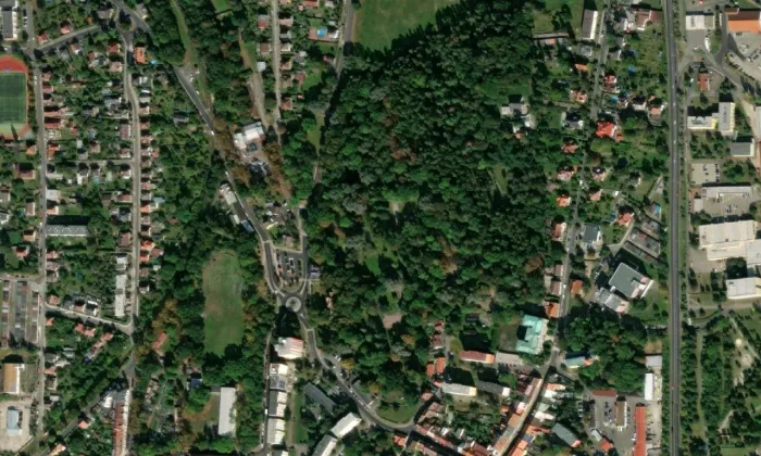 Městský park v České Lípě – letecký pohled