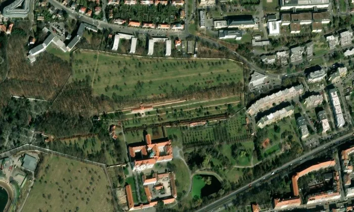 Markétská zahrada – letecký pohled