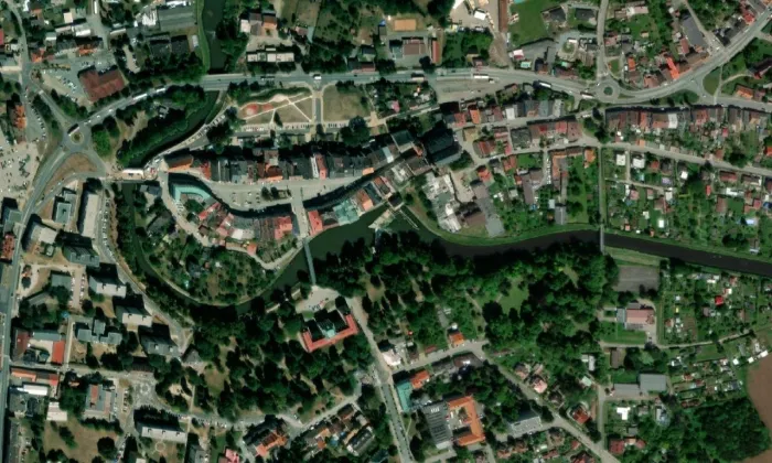 Masarykovy sady (Jaroměř) – letecký pohled