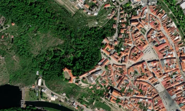 Minoritský klášter ve Znojmě – letecký pohled