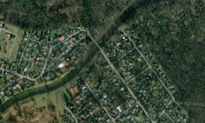 most přes Jizeru v Káraném – letecký pohled