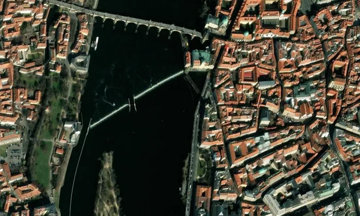 Novotného lávka – letecký pohled