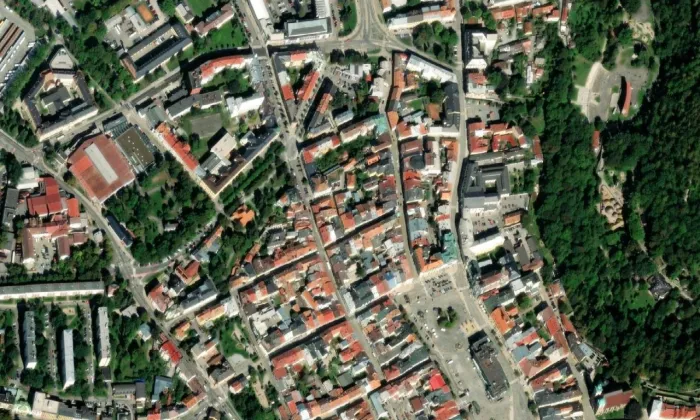 Oblastní galerie Vysočiny v Jihlavě – letecký pohled