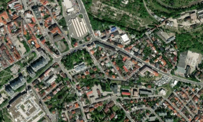 Okresní dům v Kladně – letecký pohled