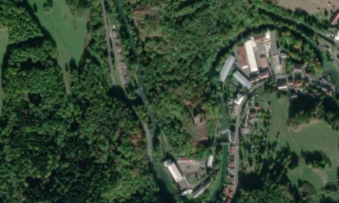 Ostrý (Františkov nad Ploučnicí) – letecký pohled