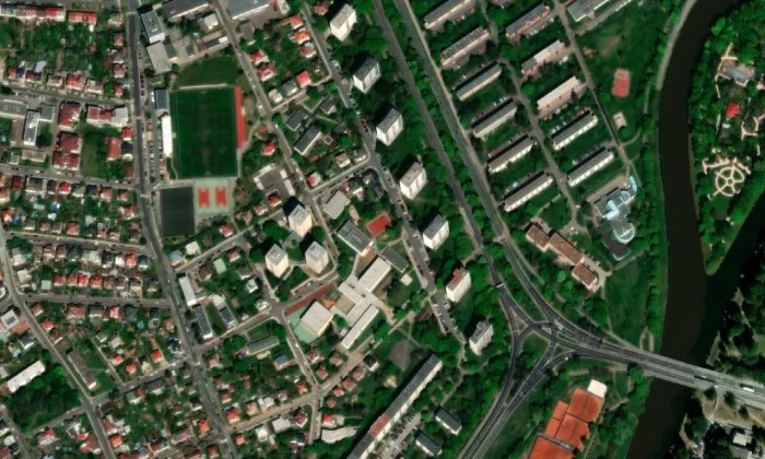Přírodovědné centrum Hradec Králové – letecký pohled