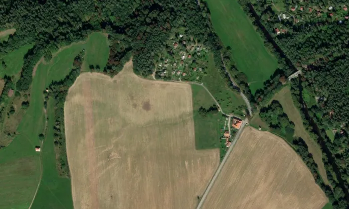 Pašijová cesta v Římově – letecký pohled