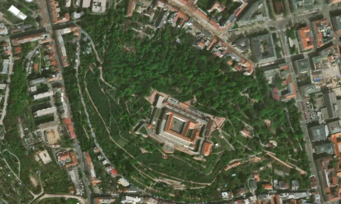 Park Špilberk – letecký pohled